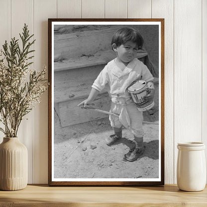 Spanish-American Boy Playing in Chamisal New Mexico 1940