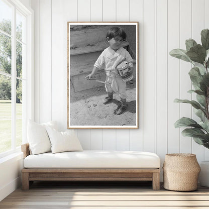 Spanish-American Boy Playing in Chamisal New Mexico 1940