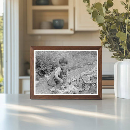 Spanish-American Boy Weeding Garden Chamisal New Mexico 1940