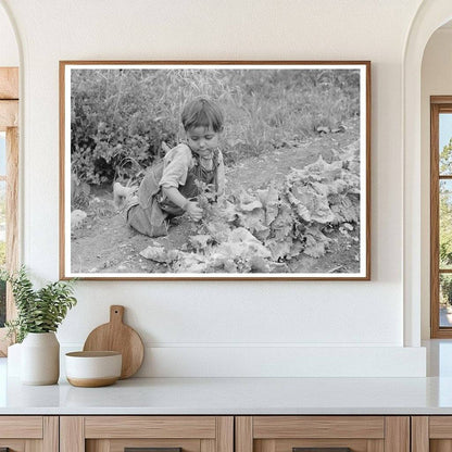 Spanish-American Boy Weeding Garden Chamisal New Mexico 1940