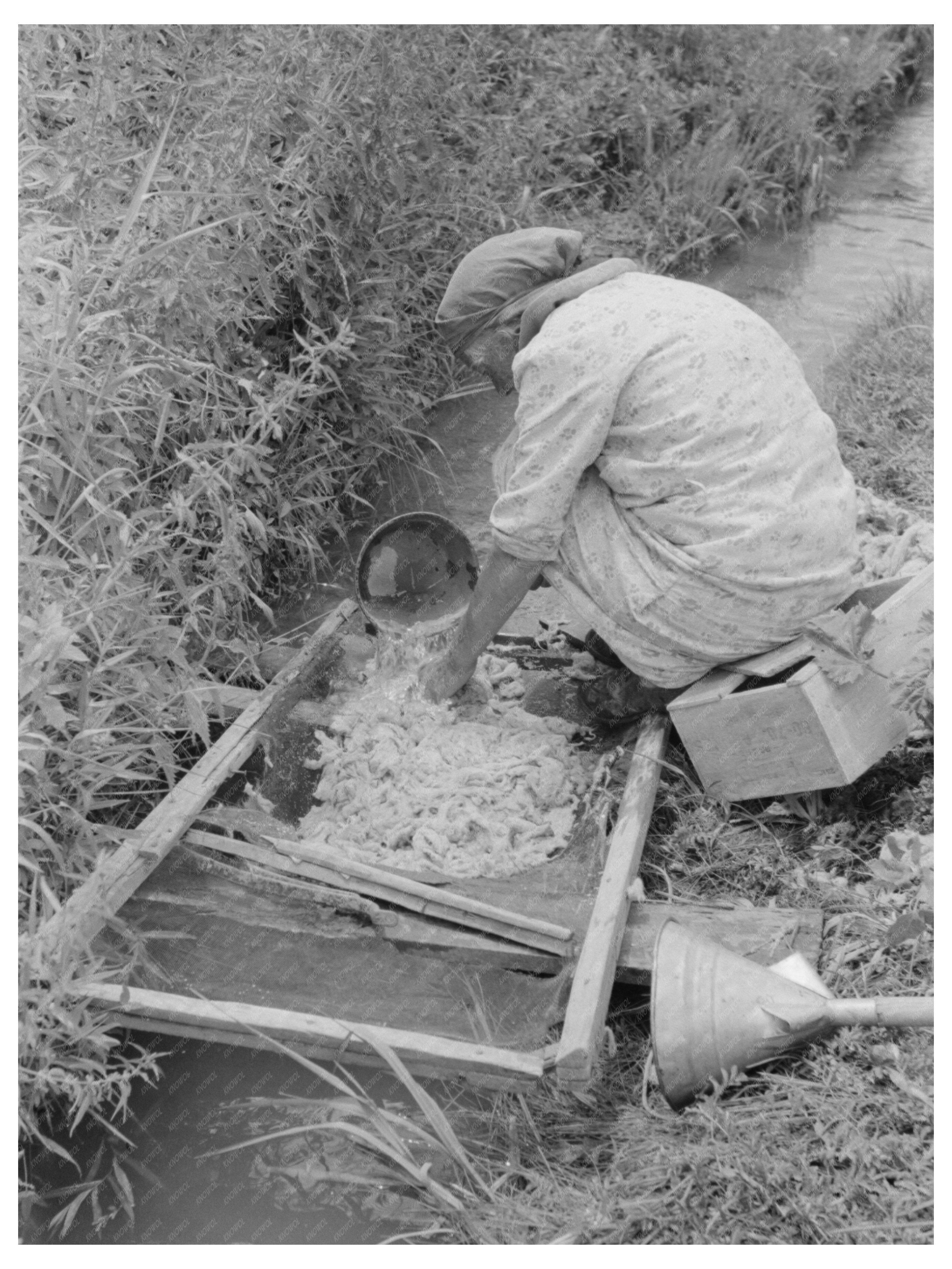 Spanish-American Woman Washing Wool in Chamisal 1940