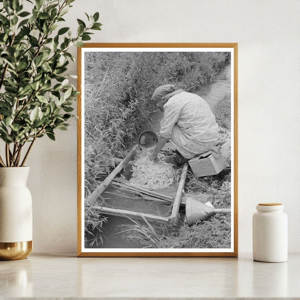 Spanish-American Woman Washing Wool in Chamisal 1940