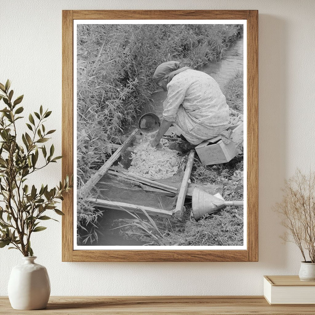 Spanish-American Woman Washing Wool in Chamisal 1940