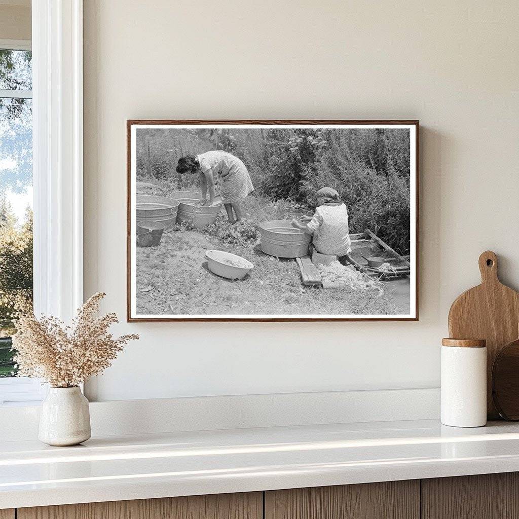 Vintage 1940 Photo of Washing Along Chamisal Irrigation Ditch