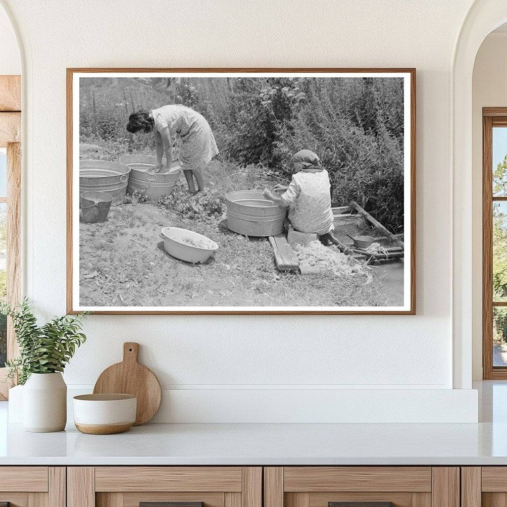 Vintage 1940 Photo of Washing Along Chamisal Irrigation Ditch