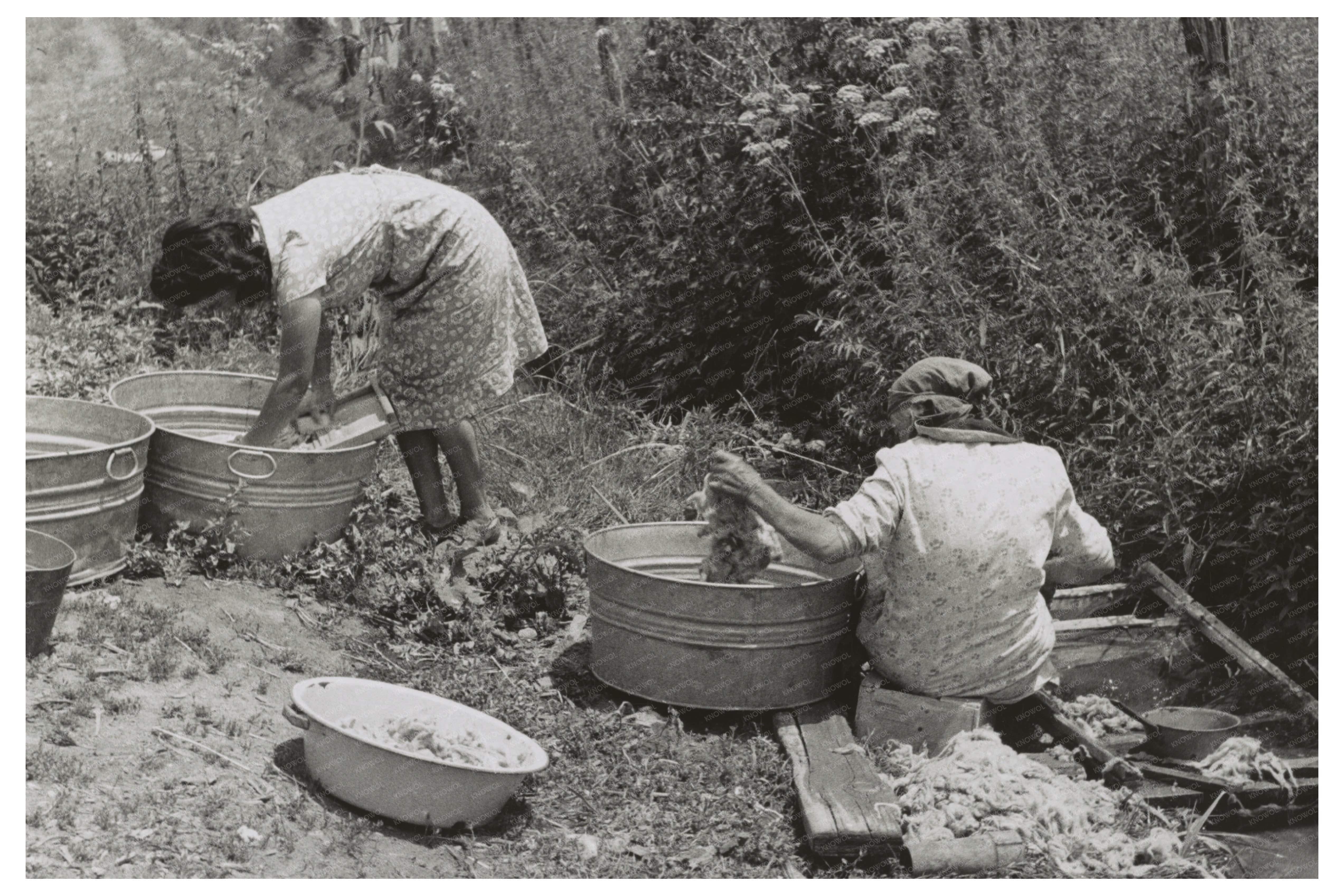 Vintage Laundry Activities in Chamisal New Mexico 1940