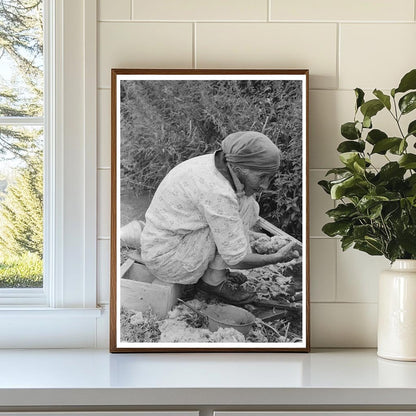 Elderly Woman Washing Wool Chamisal New Mexico 1940