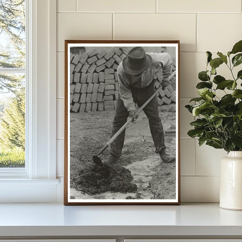 Adobe Brick Mixture in Chamisal New Mexico 1940