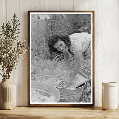 Spanish-American Girl Washing Wool in Chamisal 1940