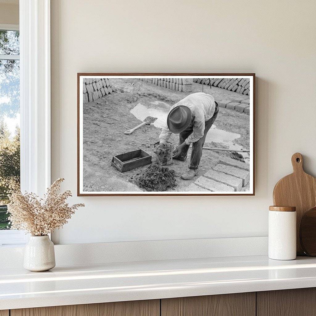 Laborer Mixing Adobe Bricks in Chamisal New Mexico 1940