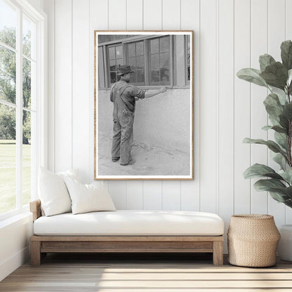 Spanish-American Farmer Painting Window Frames New Mexico 1940