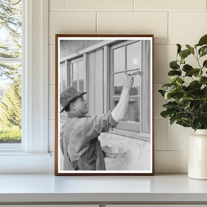 Spanish-American Farmer Painting Windows July 1940