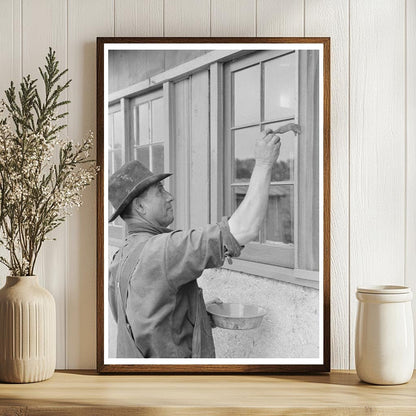 Spanish-American Farmer Painting Windows July 1940