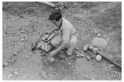 Spanish-American Boy Collecting Water New Mexico 1940