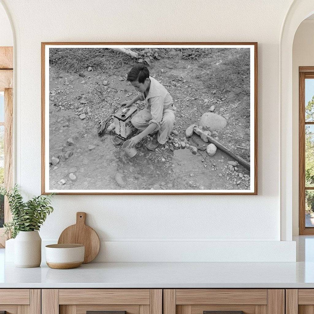 Spanish-American Boy Collecting Water New Mexico 1940