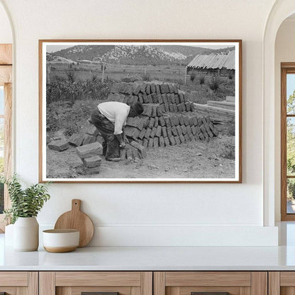 Laborer Shaping Adobe Bricks Penasco New Mexico 1940