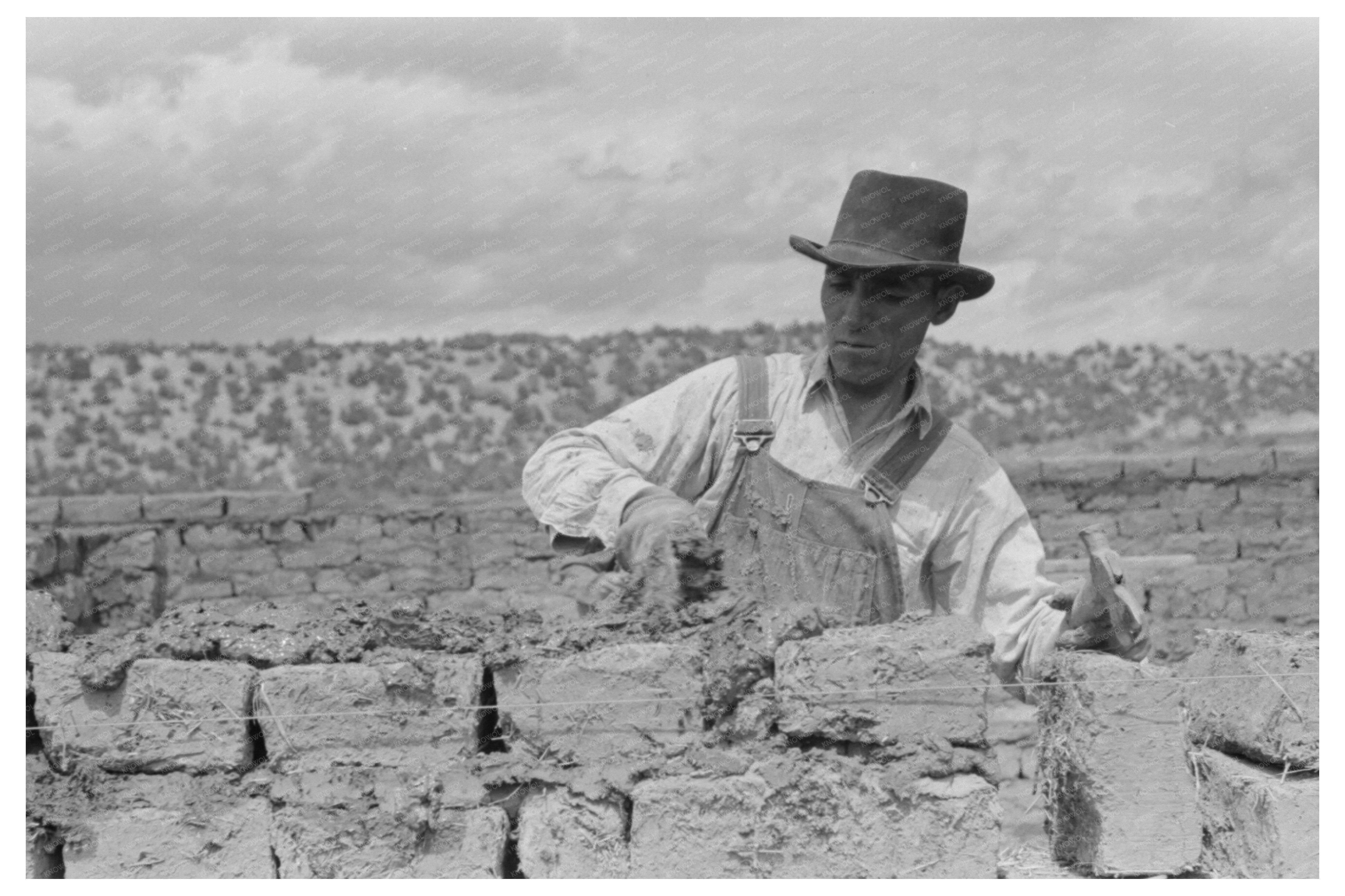 Adobe Plaster Application in Penasco New Mexico 1940