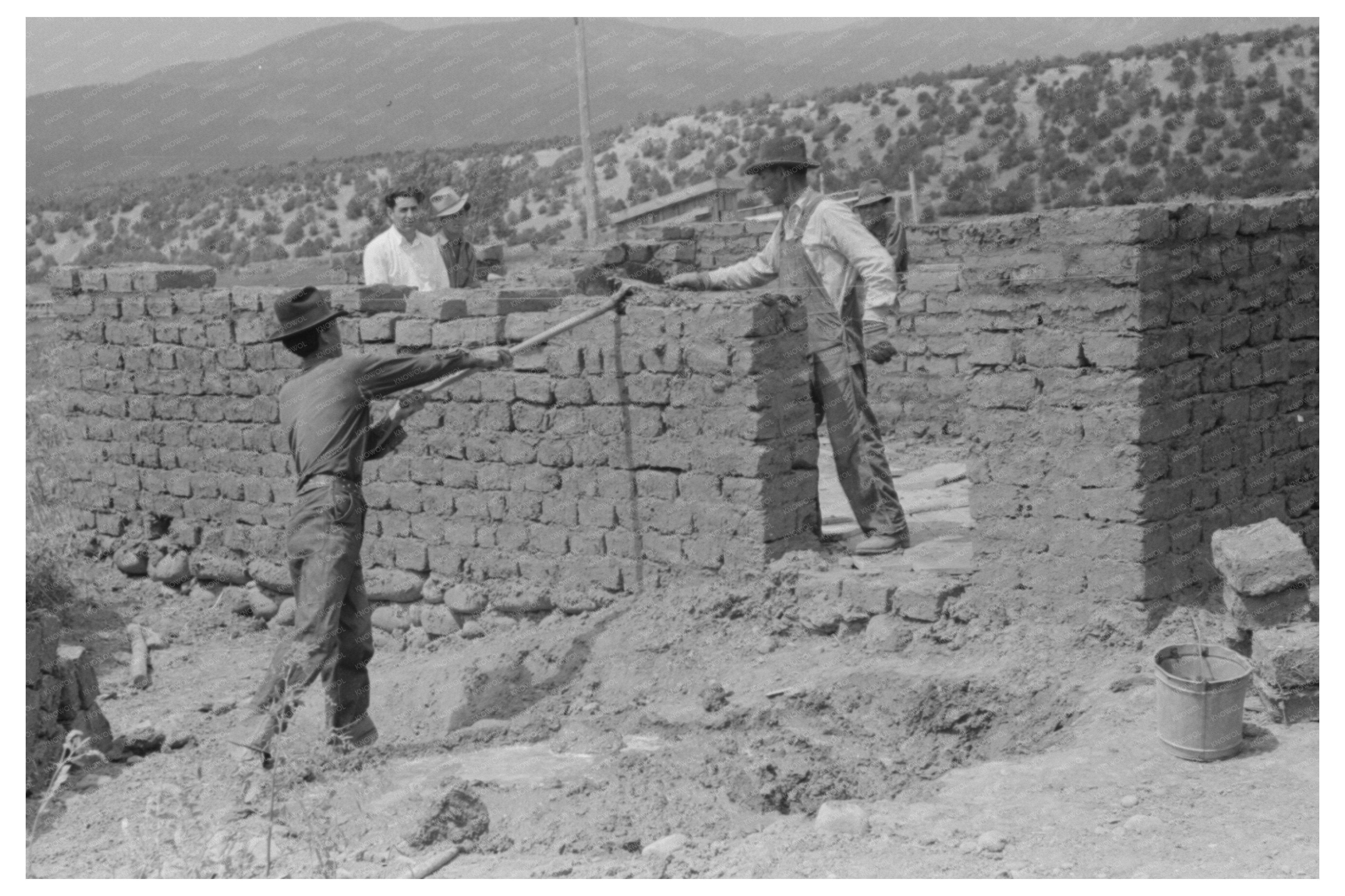 Preparing Plaster for Adobe Bricks in New Mexico 1940