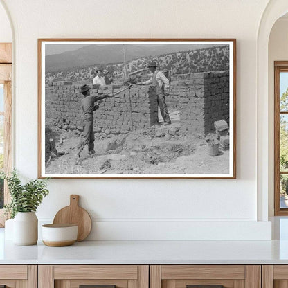 Preparing Plaster for Adobe Bricks in New Mexico 1940