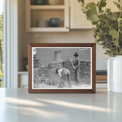 Adobe Building Construction in Penasco New Mexico 1940