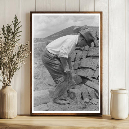 Workers Smoothing Adobe Bricks Penasco New Mexico 1940