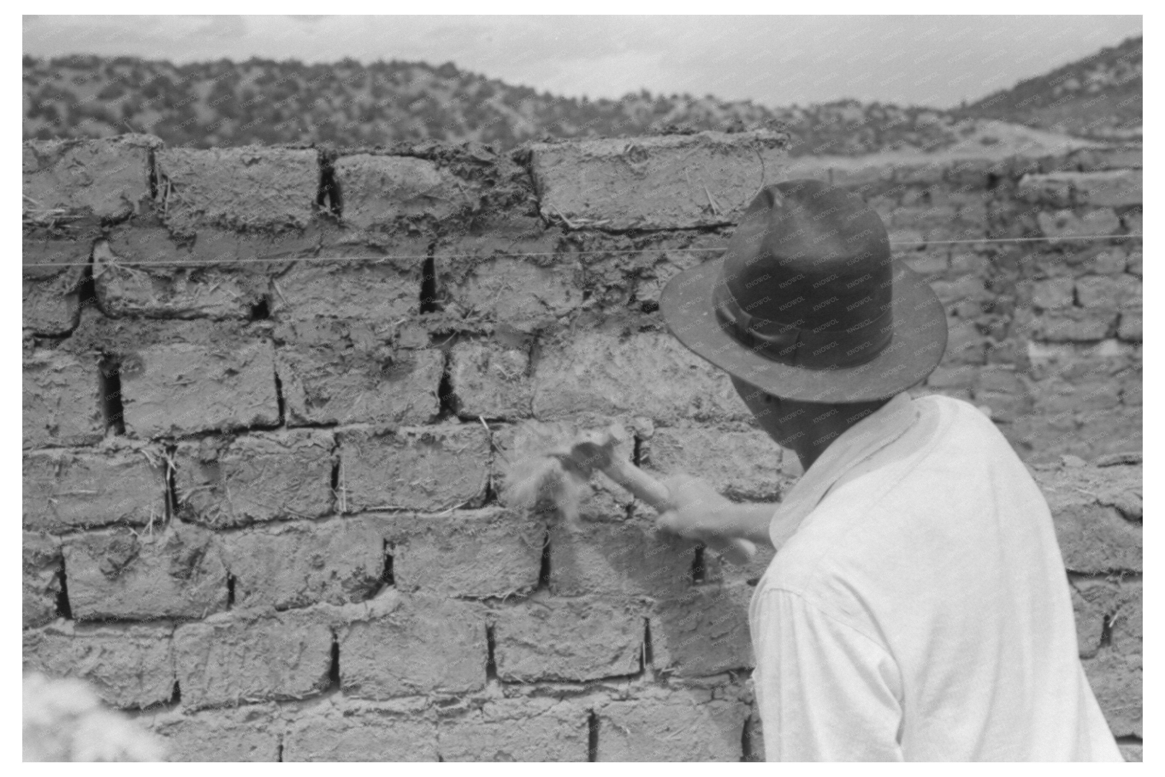 Vintage Adobe Brick Wall Construction Penasco New Mexico 1940