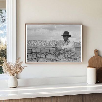 Spanish-American Workman Laying Adobe Bricks 1940