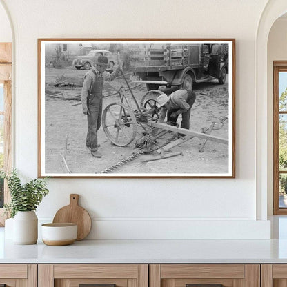 Spanish-American Men Inspect Mower Chamisal New Mexico 1940