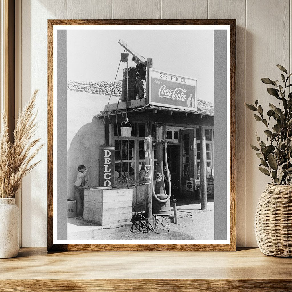 Boys Collecting Water at Arroyo Hondo Filling Station 1940