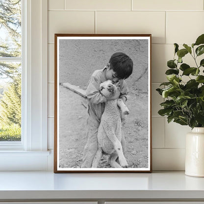 Spanish-American Boy with Lamb Amalia New Mexico 1940