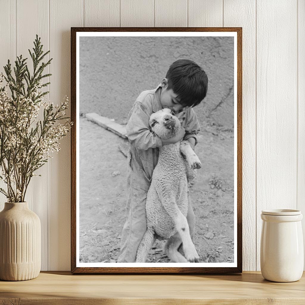 Spanish-American Boy with Lamb Amalia New Mexico 1940