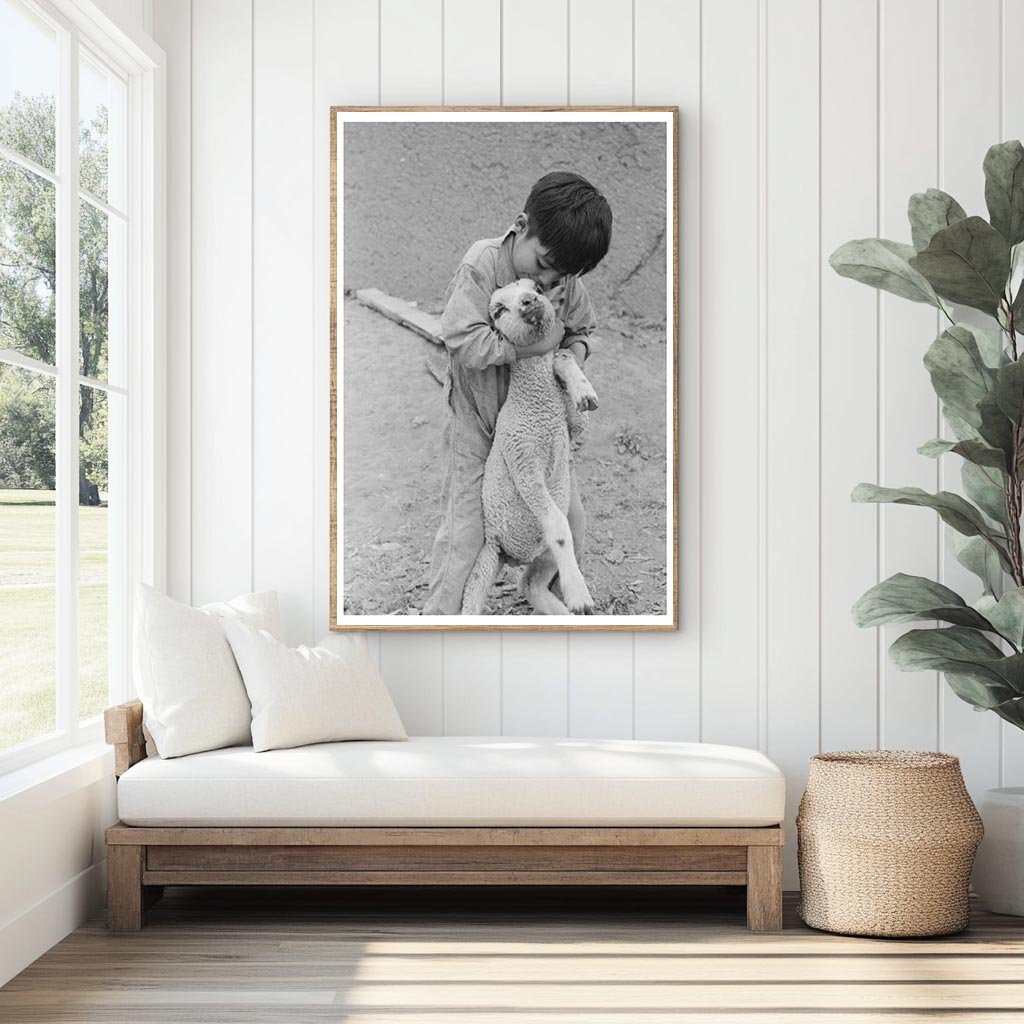 Spanish-American Boy with Lamb Amalia New Mexico 1940