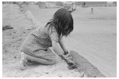 Spanish-American Girl Plastering Adobe House 1940