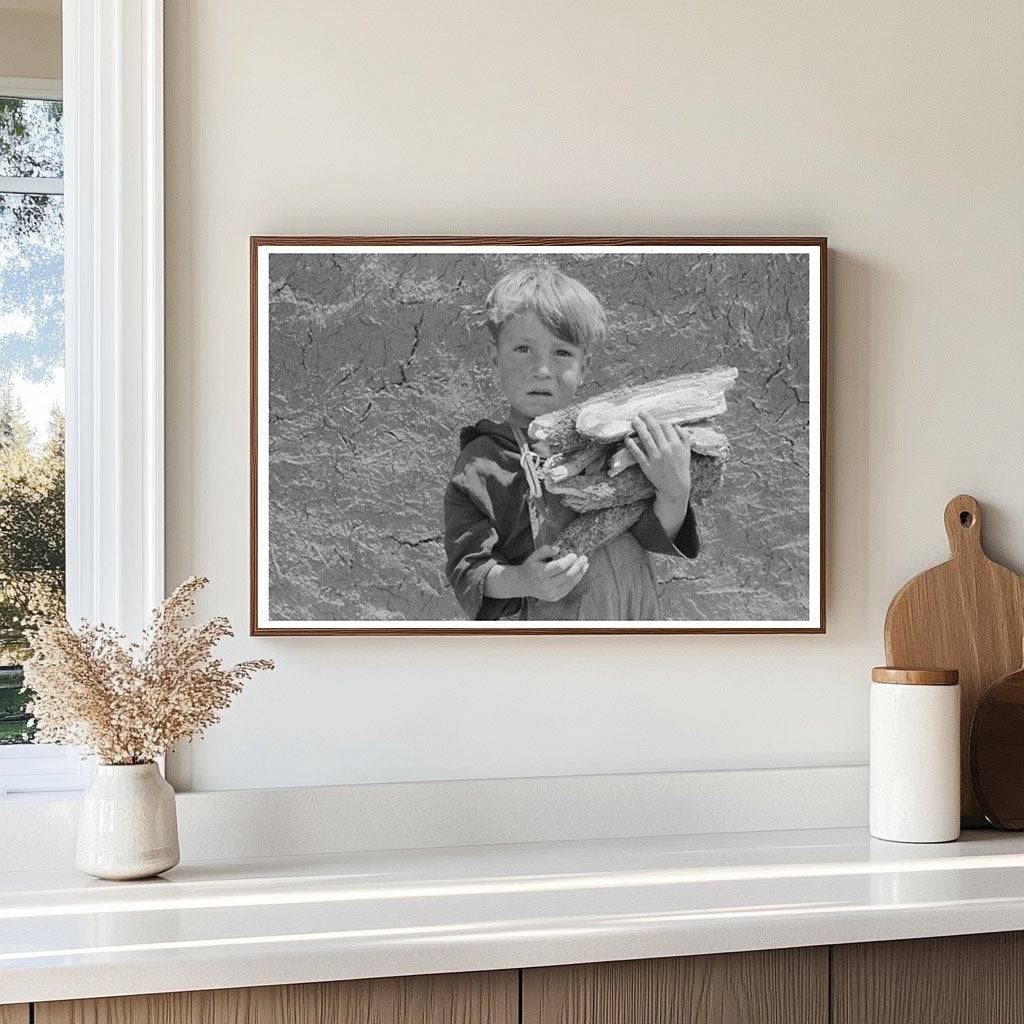 Spanish-American Boy Carrying Wood in Chamisal 1940