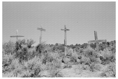 Wooden Crosses on Hillside in Taos County New Mexico 1940