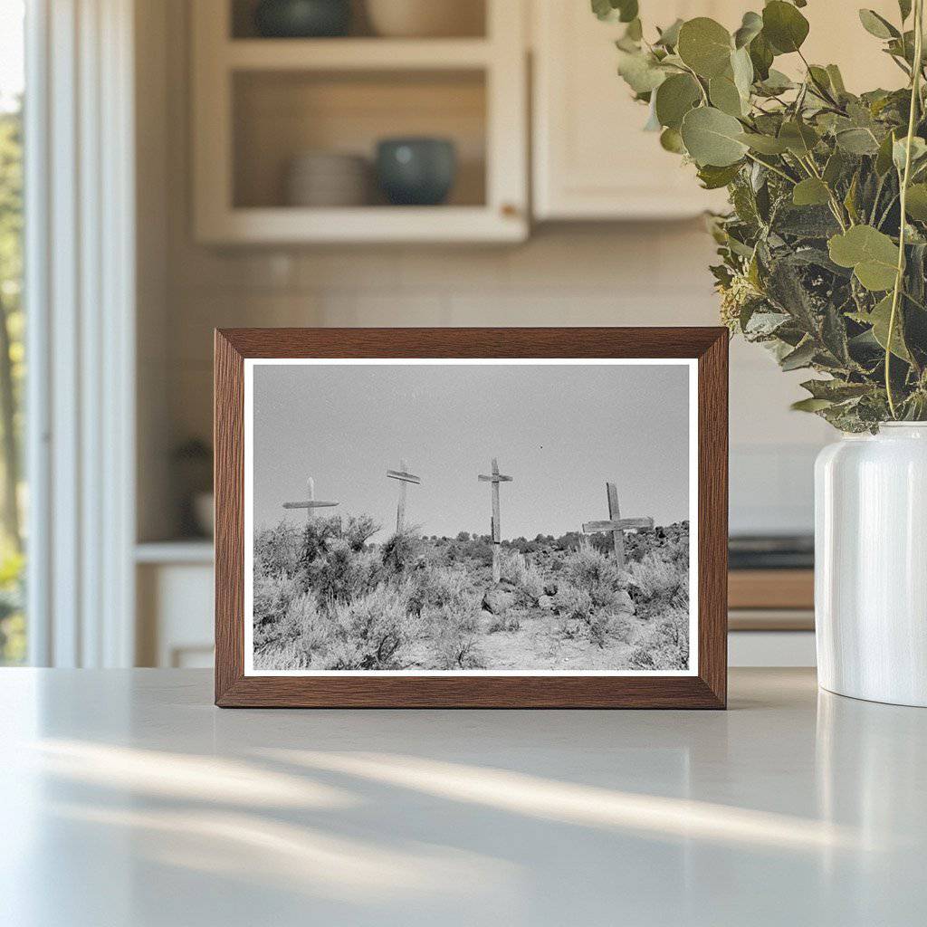 Wooden Crosses on Hillside in Taos County New Mexico 1940