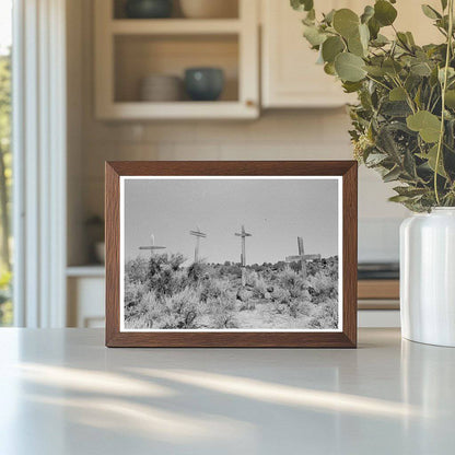 Wooden Crosses on Hillside in Taos County New Mexico 1940