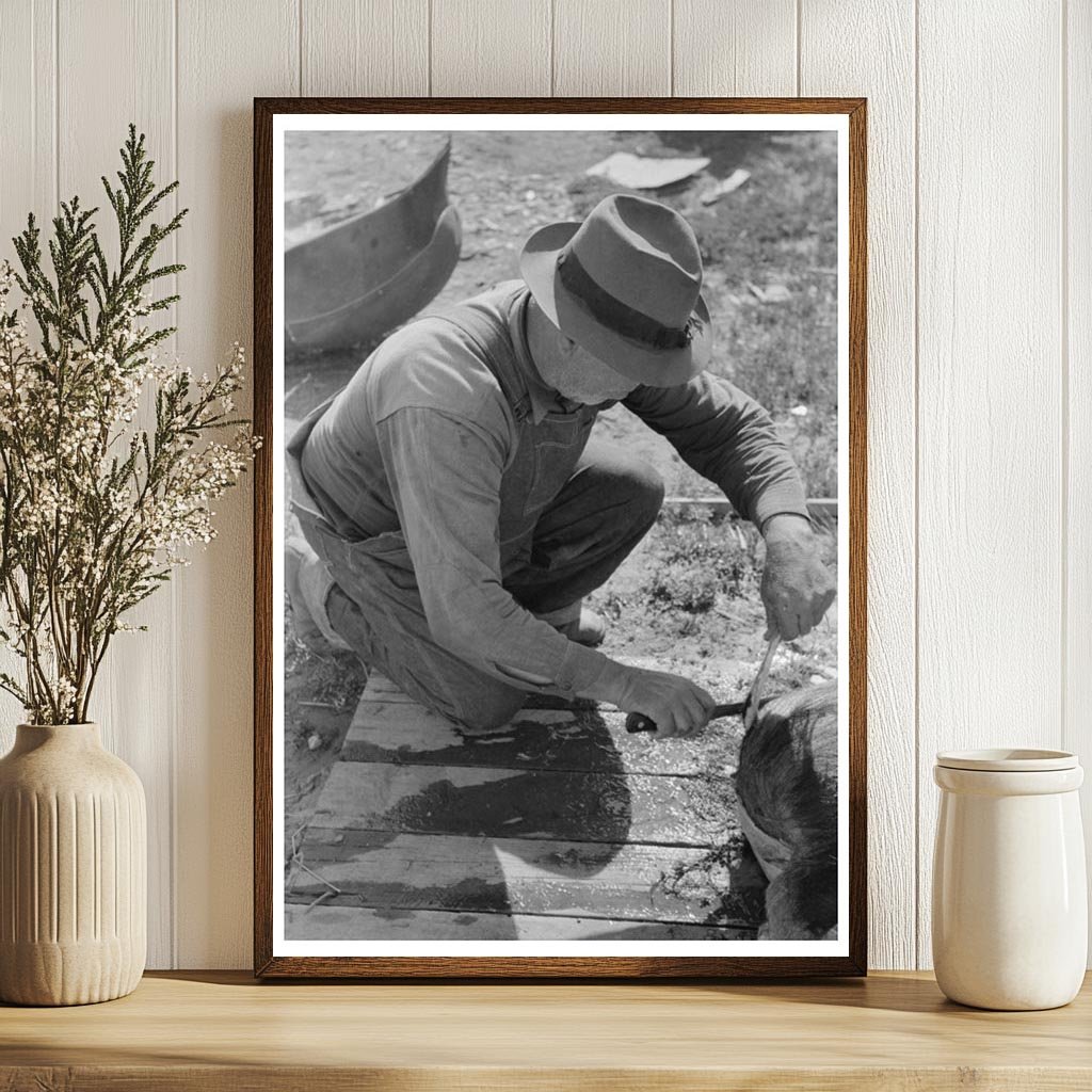 Spanish-American Farmer Scraping Hog Hair New Mexico 1940