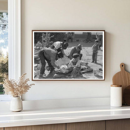 Spanish-American Farmers Peeling Hog Fat Chamisal 1940