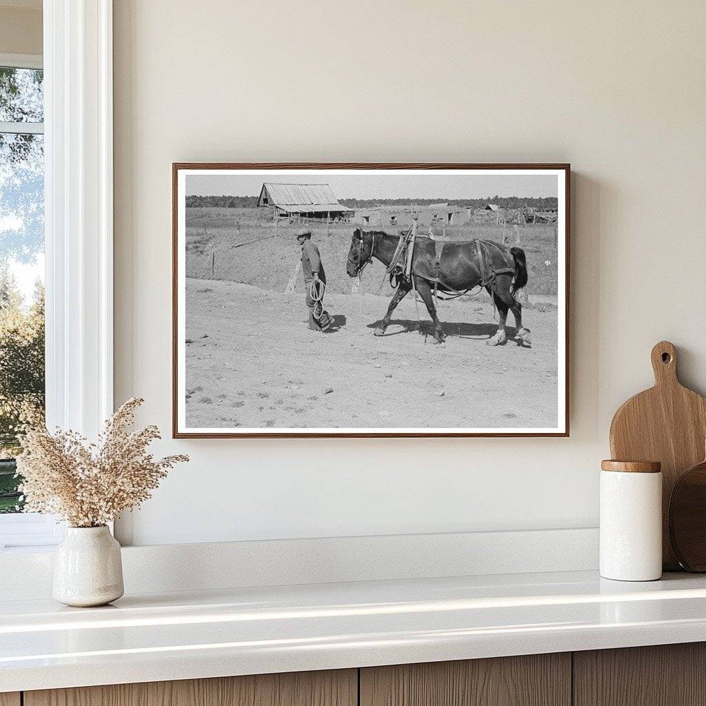 Spanish-American Individual with Horse Chamisal New Mexico 1940