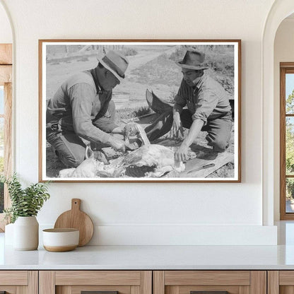 Hog Butchering in Chamisal New Mexico July 1940