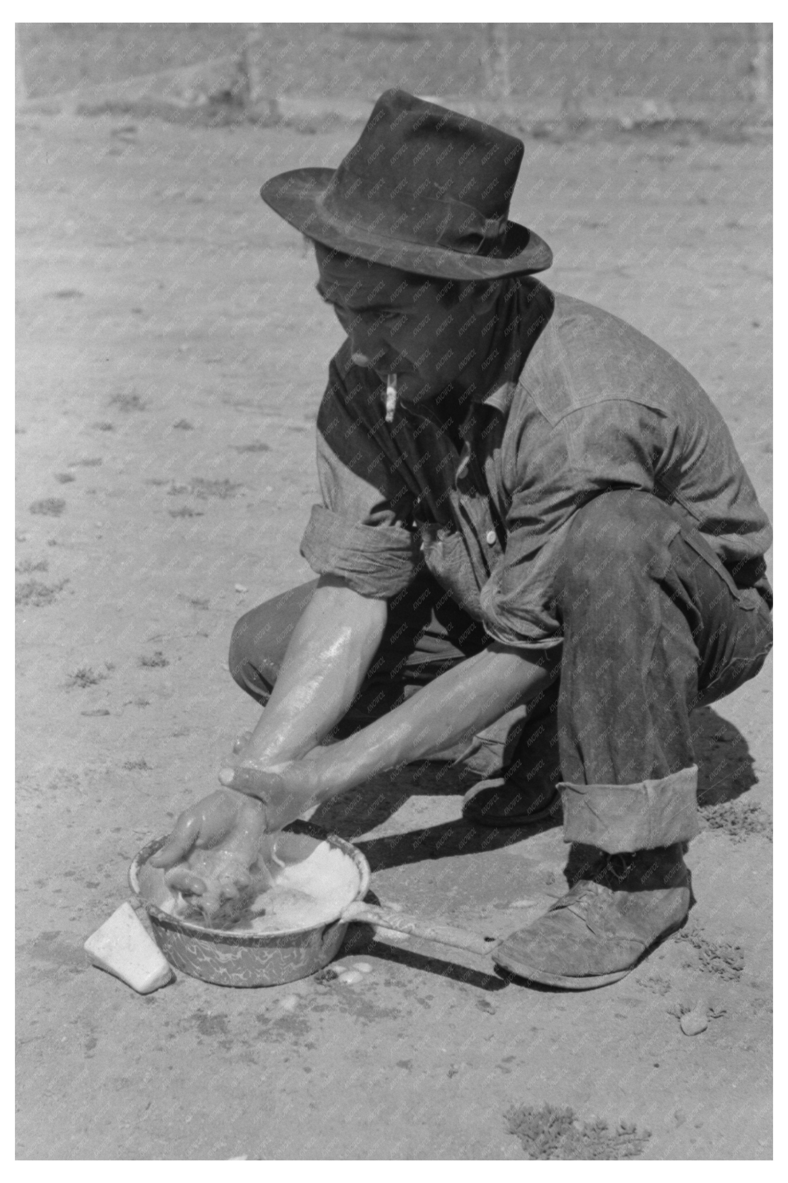 Spanish-American Farmer Washing Hands New Mexico 1940