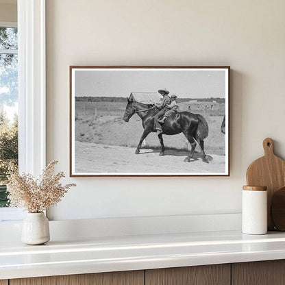 Spanish-American Boys on Horse Chamisal New Mexico 1940