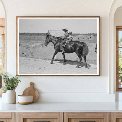 Spanish-American Boys on Horse Chamisal New Mexico 1940