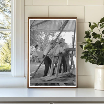 Men Power Vintage Merry-Go-Round in Taos 1940