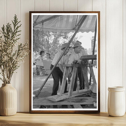 Men Power Vintage Merry-Go-Round in Taos 1940