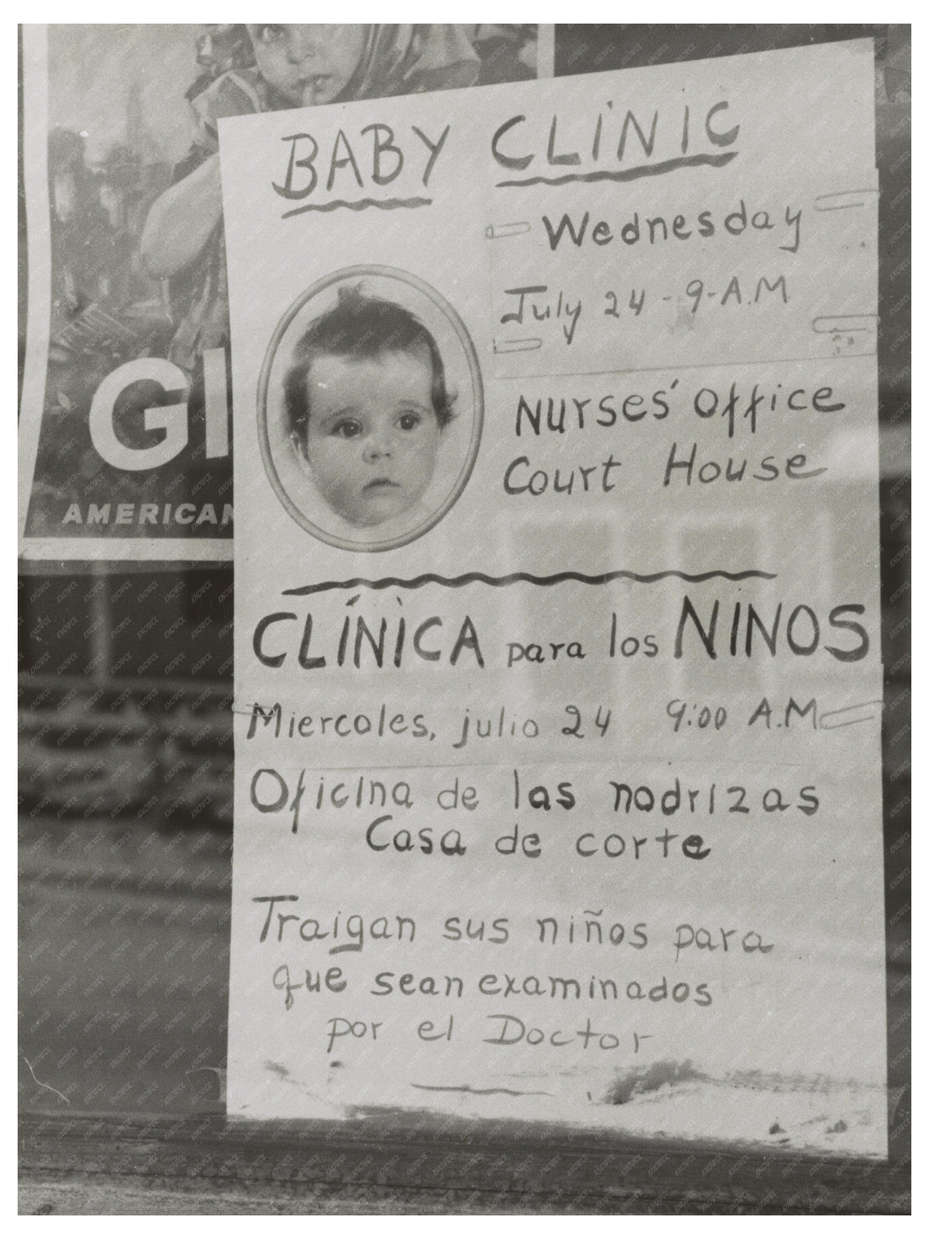 Taos New Mexico Baby Clinic Sign July 1940