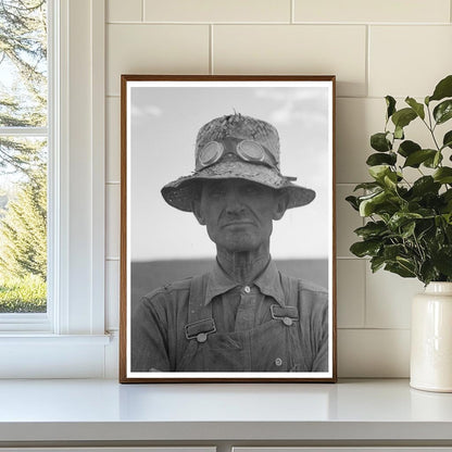 Mormon Farmer Bagging Wheat July 1940 Snowville Utah