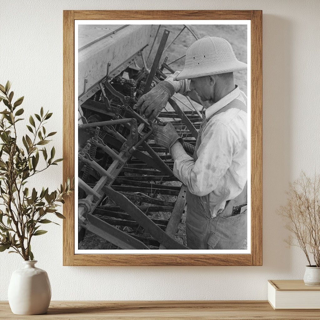 Mormon Farmer with Cooperative Drill Oneida County Idaho 1940