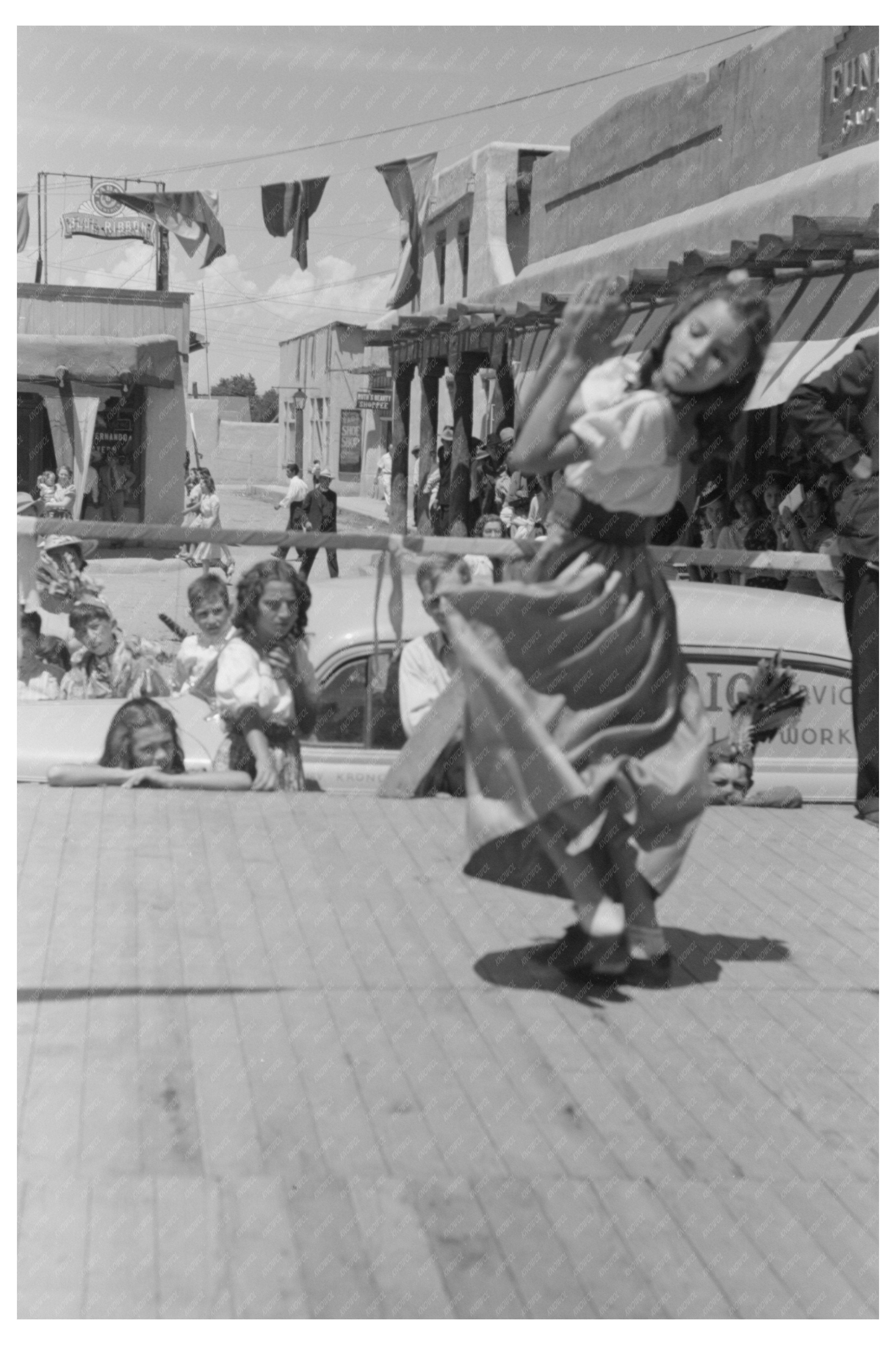 Spanish-American Girl Dancing at Taos Fiesta 1940